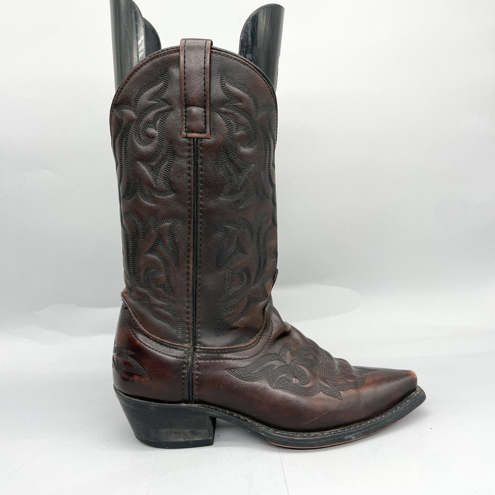 Laredo Mens 7D Hawk Western Cowboy Boots Brown Leather 6862 Snip Toe Rodeo Biker